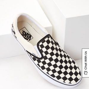 Vans Classic Checkerboard White & Black Slip-On Shoes